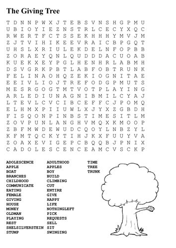 The Giving Tree Word Search By Sfy773 Teaching Resources Tes