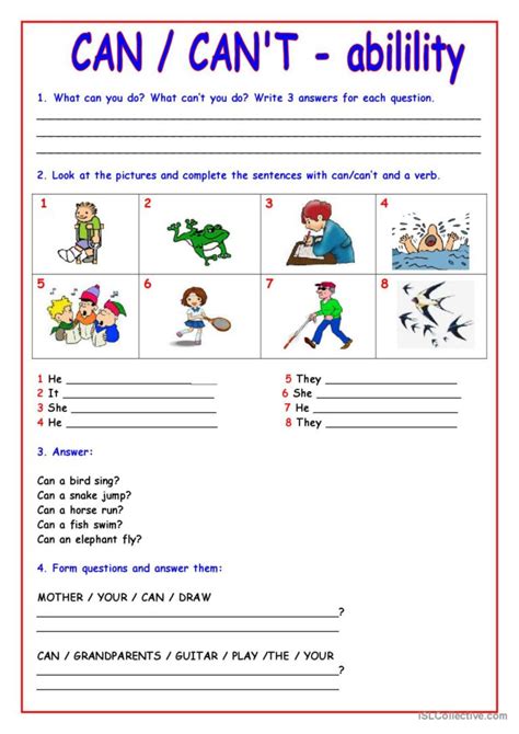 Can Cant English Esl Worksheets Pdf And Doc