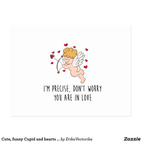 Cute Funny Cupid And Hearts With Quote Postcard