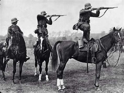 German Cavalrymen Of The Interwar Years Practice Shooting From Standing