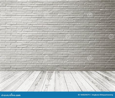 Studio Room Of White Brick Wall And Wooden Floor Stock Image Image