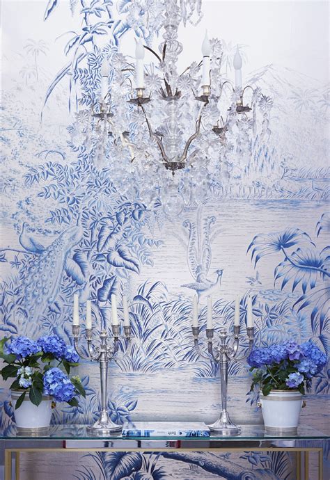 De Gournay Le Bresil Design In Mer Bleue Design Colours On Tarnished