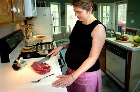 Free Picture Woman Work Kitchen Cutting Meat Cooking