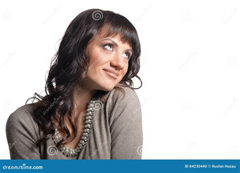 Smiling Young Woman Stock Photo Image Of Positive Isolated 84230440