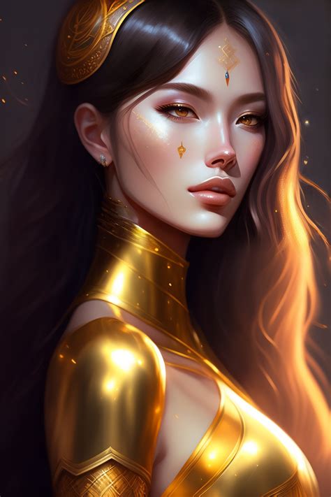 Lexica Portrait Knights Of Zodiac Girl Golden And Copper Shining Armor In The Void Skinny