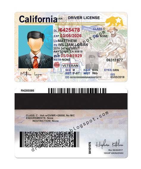 Template Driver License California For Photoshop Hotelsmaz