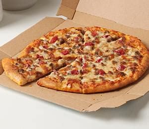 Choose from a variety of sides and drinks, make savings when you buy two or more items, or fill up with a family deal when you order your meal from dominos. Domino's Pizza Extra Large Cheeseburger Pizza Nutrition Facts