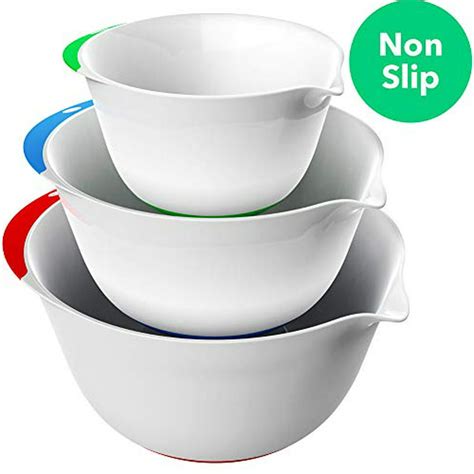 Vremi 3 Piece Plastic Mixing Bowl Set Nesting Mixing Bowls With