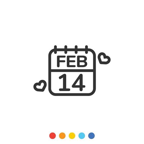 14th Of February Of Valentines Day Calendar Icon Vector And