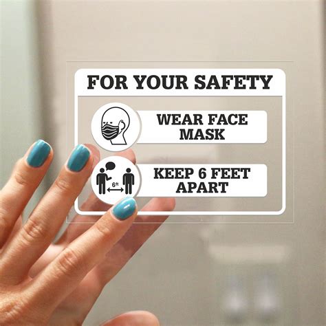 For Your Safety Wear Face Mask Keep 6 Feet Apart Window Decal Signs