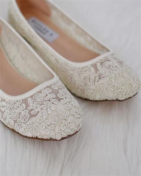 Ivory Crochet Lace Ballet Flats Wedding Shoes Wedding Shoes Flats