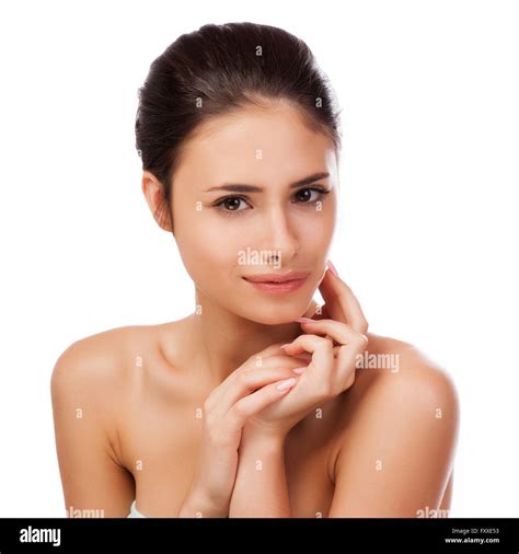 Beauty Portrait Beautiful Spa Woman Touching Her Face Stock Photo Alamy