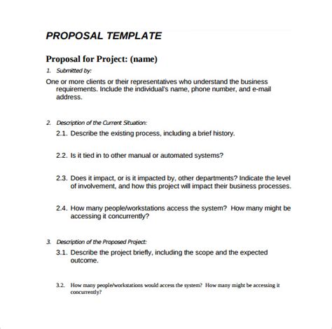 sample simple proposals   ms word pages excel