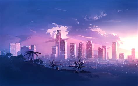 Download wallpapers 4k, Los Angles, art, nightscapes ...