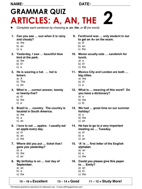 English Grammar Exercises Worksheets