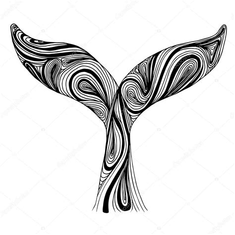 Whale Tail Freehand Sketch Ornament Artistic Vector Illustration For