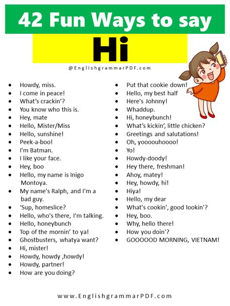 42 Fun Ways To Say Hi English Grammar Pdf
