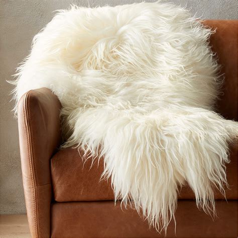 Icelandic White Sheepskin Fur Throw Blanket Reviews Cb2 Canada