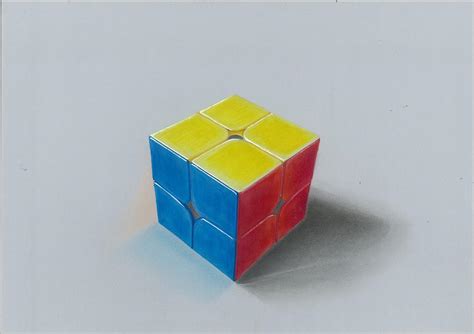 Realistic Drawing Of 2x2 Rubiks Cube Painting By Sushant S Rane Fine