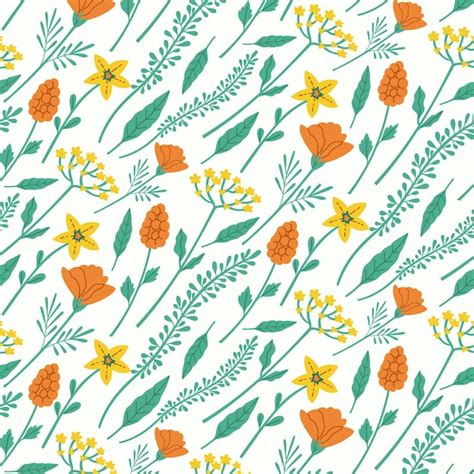 Free Vector Hand Drawn Pressed Flowers Pattern