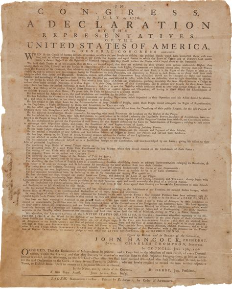 Filerussell Broadside Of Declaration Of Independence 1776