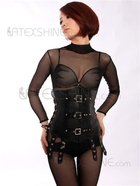 Sexy Cool Black Buckles Unisex Latex Corset In Bustiers And Corsets From Underwear And Sleepwears On