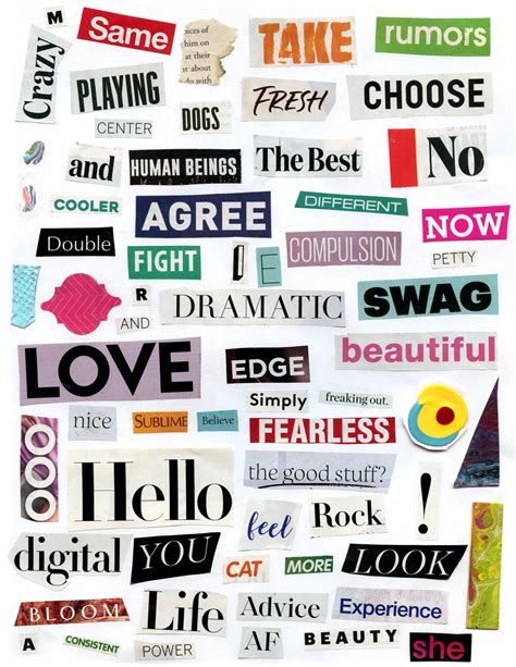Freebie Printable Magazine Words Collage Sheet Hg Designs