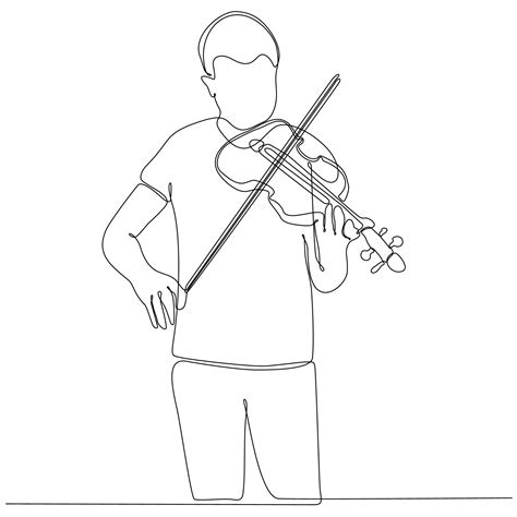 Dibujo De Línea Continua Hombre Tocando Violín Ilustración Vectorial