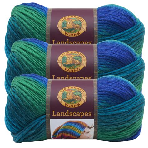 Lion Brand Yarn Landscapes Blue Lagoon Self Striping Medium Acrylic