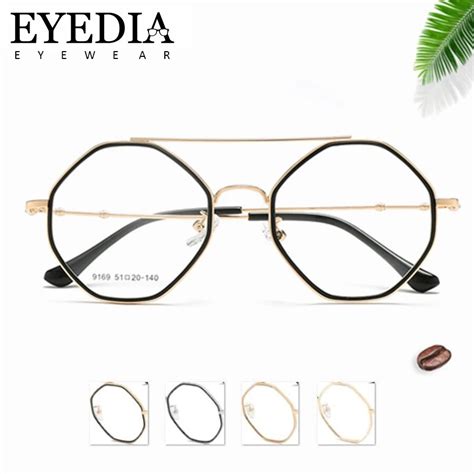hexagon tr90 alloy glasses frame men women vintage prescription eyeglasses myopia optical frames