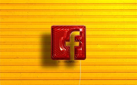 Download Wallpapers Facebook Logo 4k Red Realistic Balloons Social