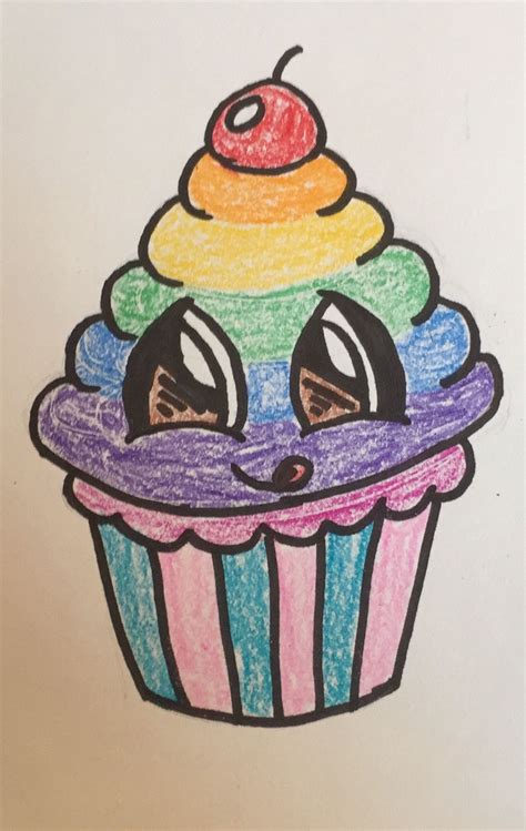 Rainbow Cupcake From Fun2draw Fun2draw Rainbow Cupcake Cupcake Drawing