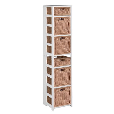 Flip Flop 67 Square Folding Bookcase With Wicker Storage Baskets