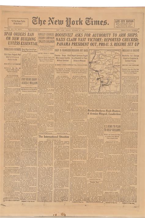 1941 New York Times Front Page Ebth