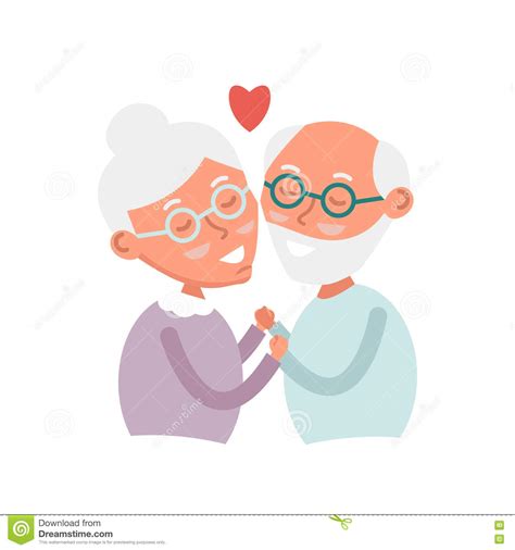 Happy Old Couple Holding Hands Cartoon Vector 64539527