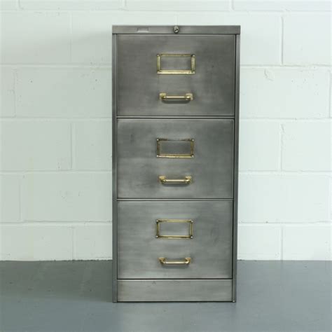 The perfect for loft, interior in retro style. Vintage polished steel 3 drawer filing cabinet - Lovely ...
