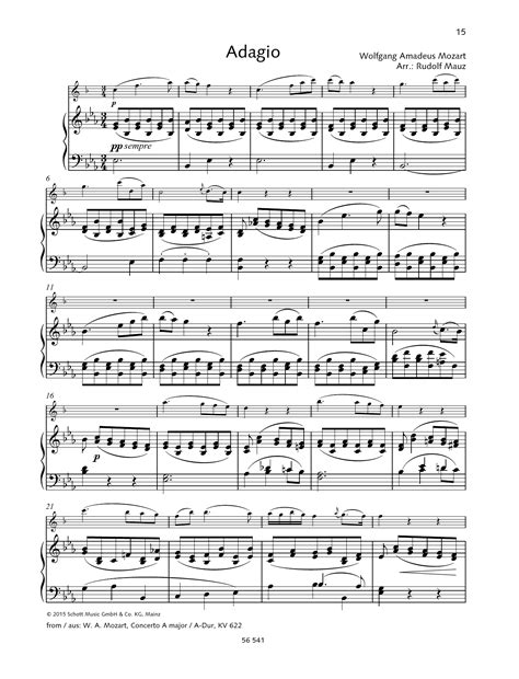 Adagio Sheet Music Wolfgang Amadeus Mozart Woodwind Solo