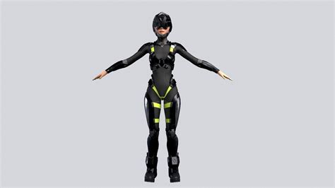 3d model girl character sci fi vr ar low poly rigged cgtrader