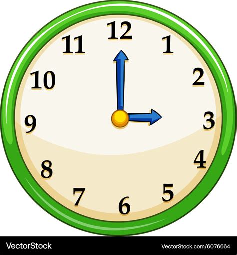 Round Clock With Green Frame Royalty Free Vector Image