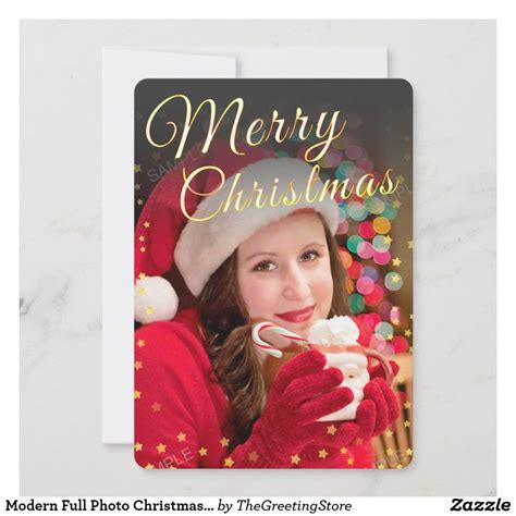 Modern Full Photo Christmas Greetings Card Zazzle Christmas Photos