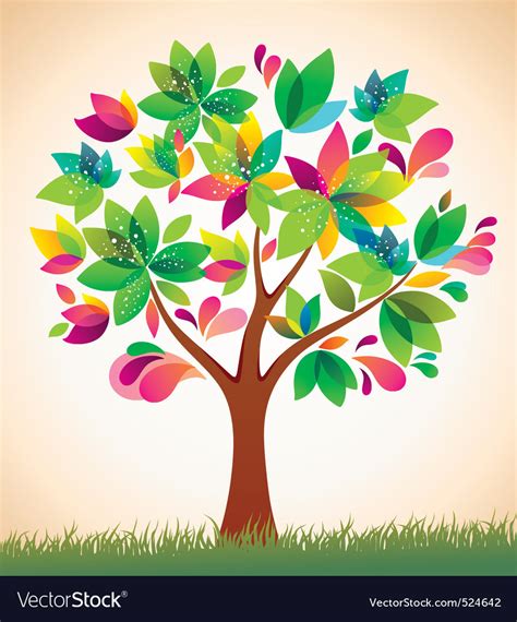 Beautiful Colorful Tree Royalty Free Vector Image