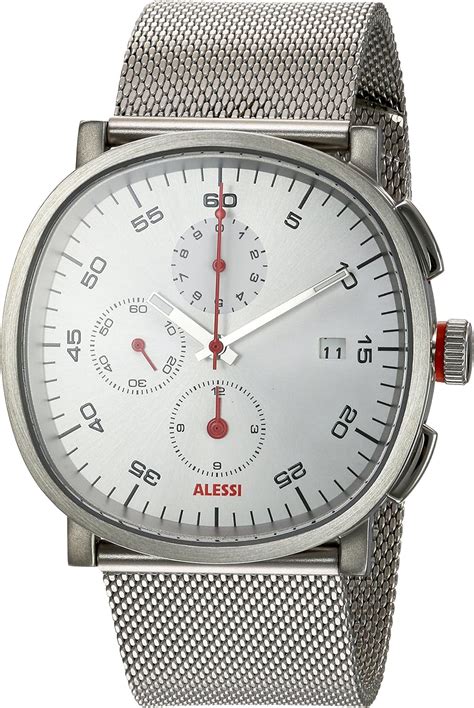 Alessi Mens Quartz Watch With Silver Dial Chronograph Display And