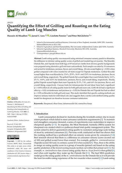 pdf quantifying the effect of grilling and roasting on the eating quality of lamb leg muscles