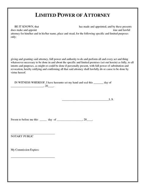 Limited power of attorney template | Power of attorney form, Power of attorney, Power