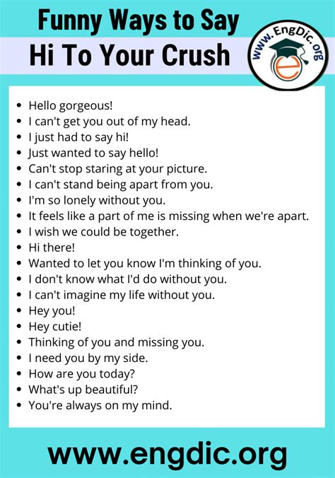 70 Funny Ways To Say Hi To Your Crush Engdic