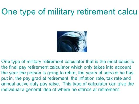 A Specialized Planner Military Retirement Calculator