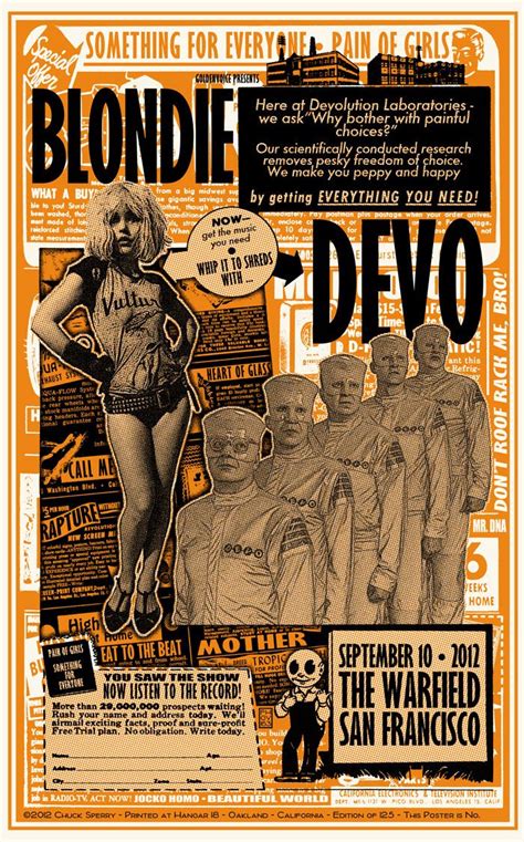 Blondie And Devo At The Warfield Poster By Chuck Sperry Band Posters
