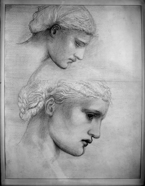 Two Heads In Profile Study For Cupid Finding Psyche Asleep Edward