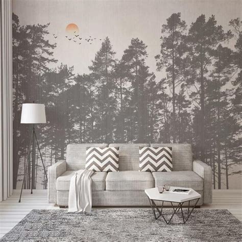 Custom Wallpaper Mural Retro Nostalgic Black White Forest Bvm Home