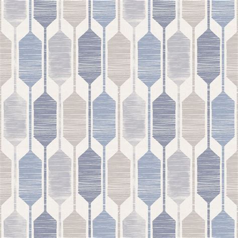 Otis Geometric Blue Taupe Grey Retro Wallpaper Feature Wall Luxury